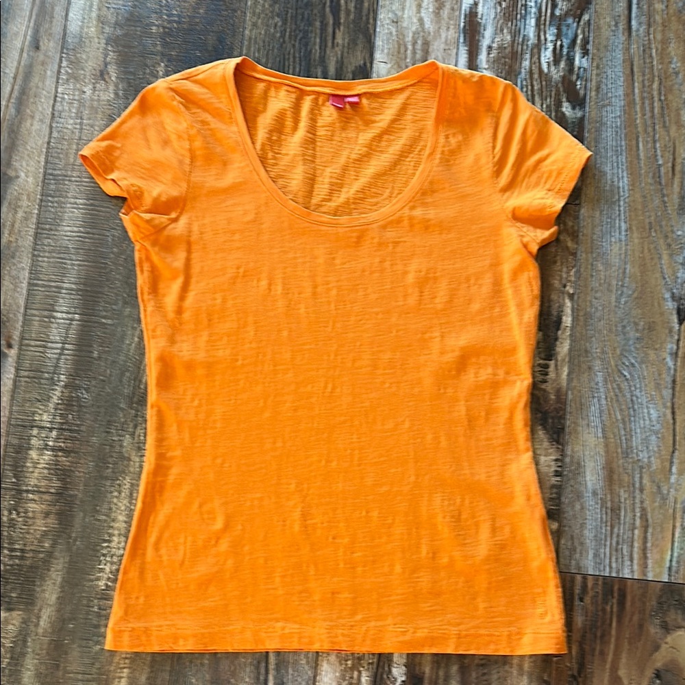 Esprit Orange Cap Sleeve Fitted T-Shirt